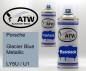 Preview: Porsche, Glacier Blue Metallic, LY5U / U1: 400ml Sprühdose + 400ml Klarlack - Set, von ATW Autoteile West.